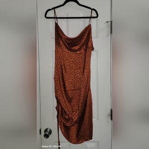 SHEIN Asymmetrical Leopard Dress in Brown